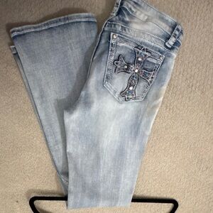 Embellished Light Blue Boot Cut Women's Jeans